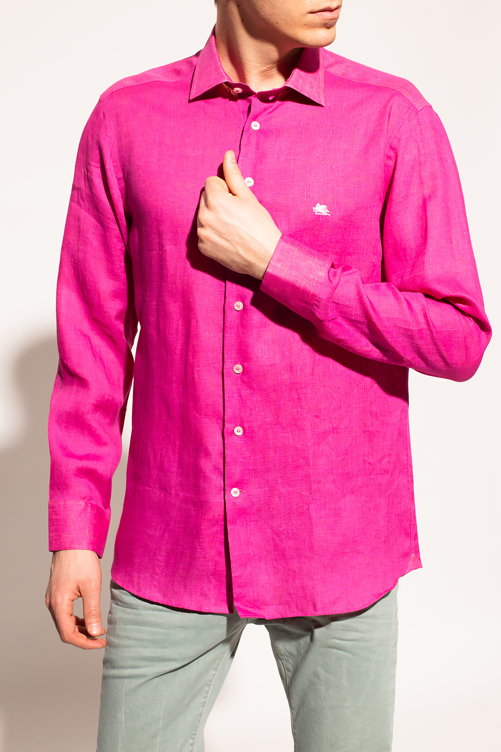 Etro Linen padded shirt with logo